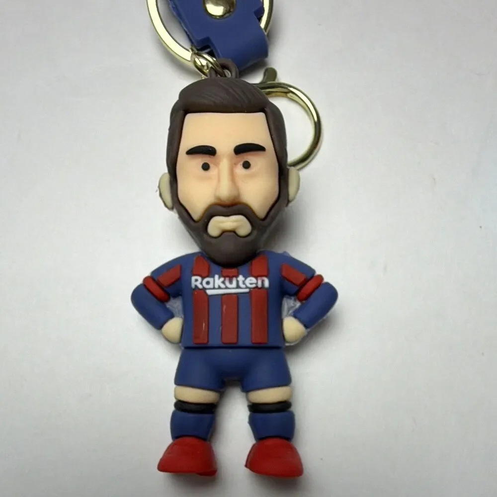 Messi Football Keychain Set w/ Figure & #10 Jersey Charms, Blue Straps
